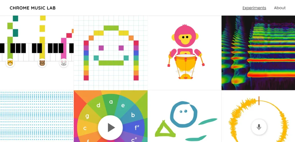 Chrome Music Lab - Website User Interface
