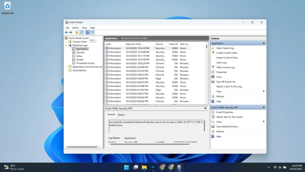 Navigate to Windows Logs - System and Windows Logs - Application to review recent entries related to audio services and drivers