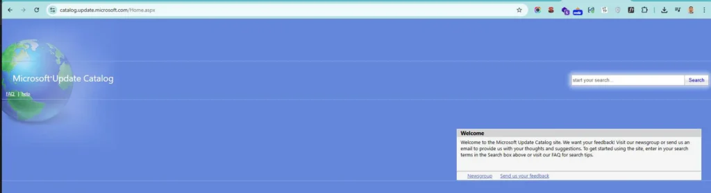 Open your web browser and navigate to catalog.update.microsoft