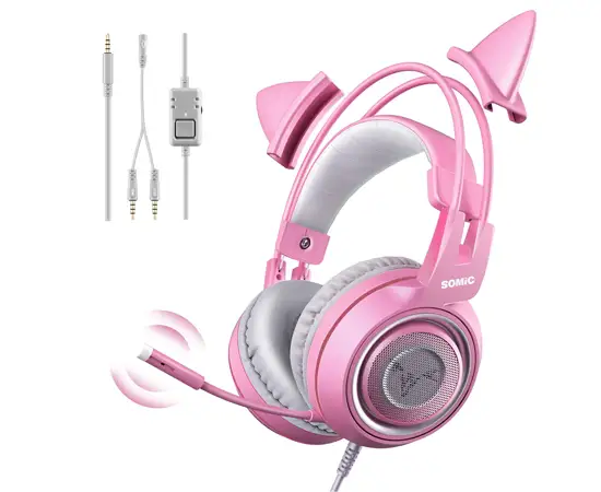 SOMIC G951S Pink Cat Ear Gaming Headphones