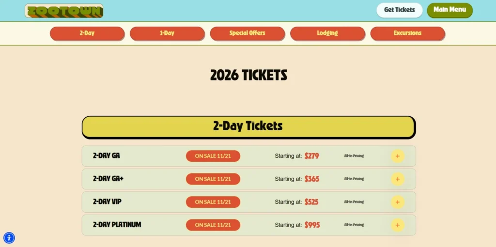 Zootown Music Festival 2026 - Tickets