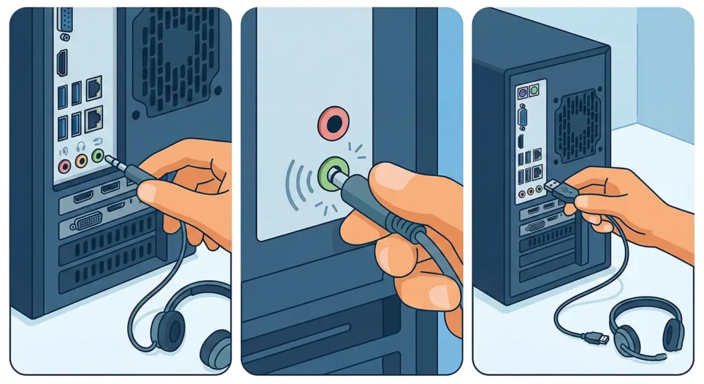 Check Physical Connections between headphone and computer