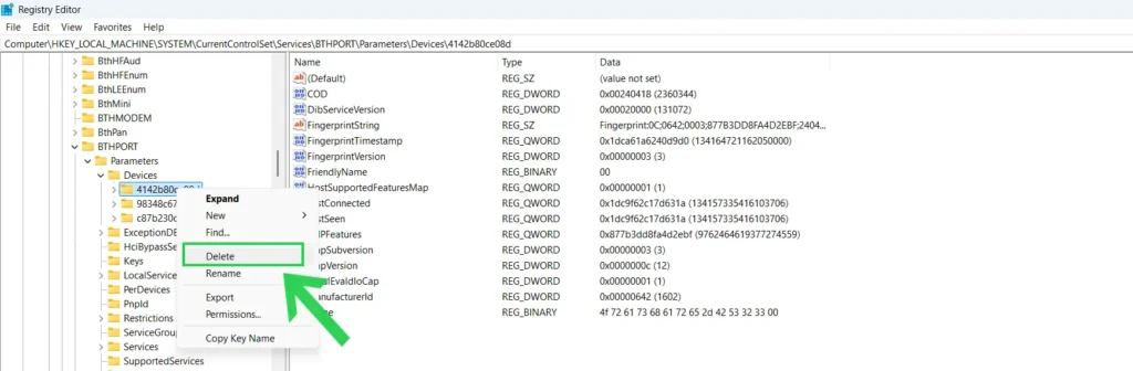 Clear Windows Bluetooth Cache to Fix Persistent Stereo Issues thru Registry Editor