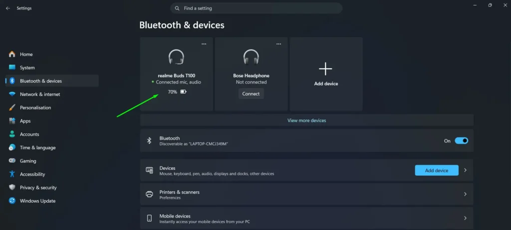 Go to Settings > Bluetooth & devices and confirm your Bluetooth headset is paired and shows Connected.