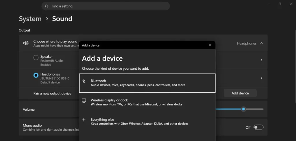 Pair a New Audio Device