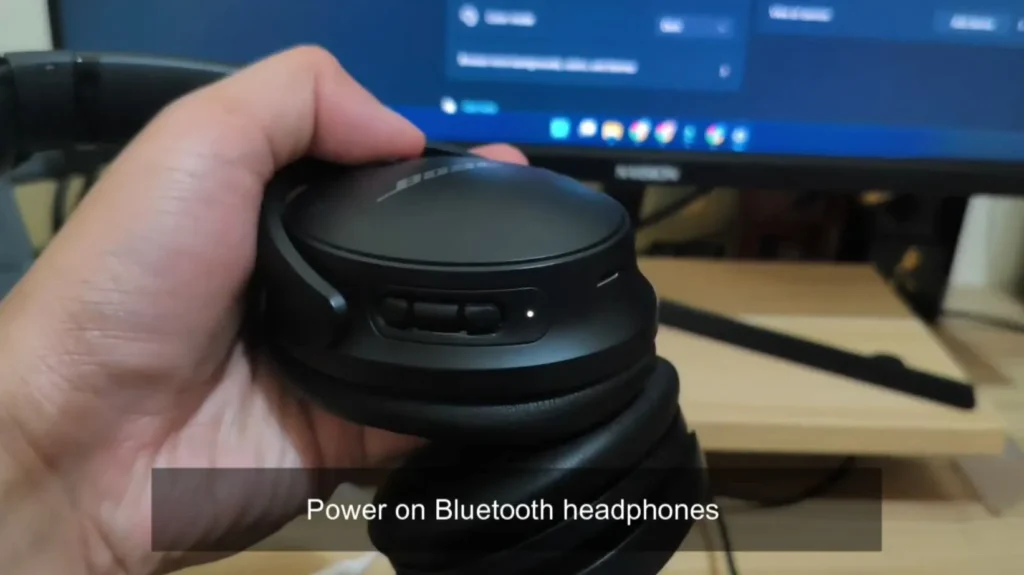 Power on Bluetooth headphones