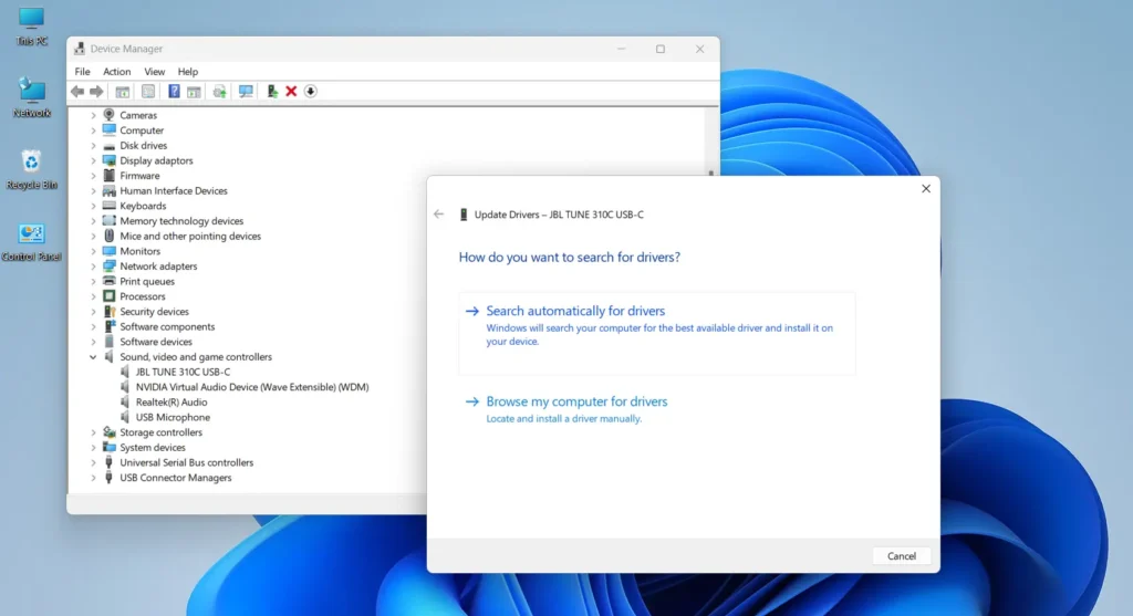 Choose ‘Search automatically for drivers’ and let Windows find the latest version
