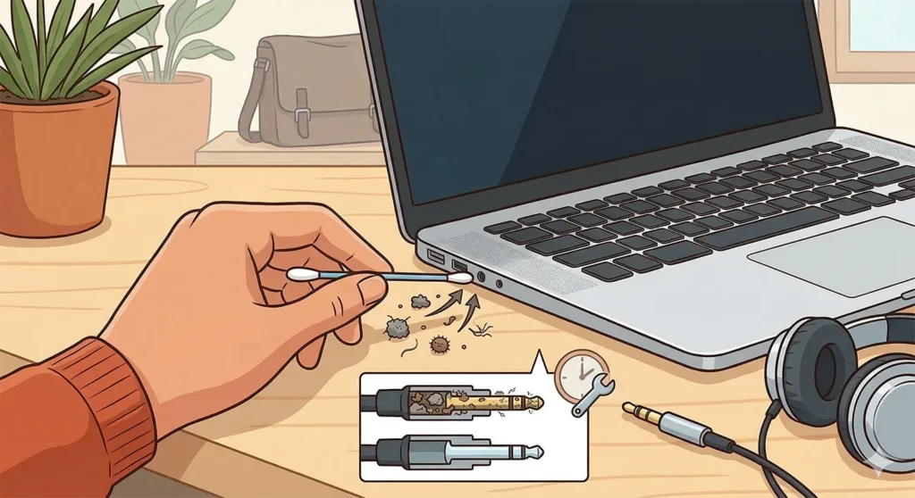 Clean the headphone jack regularly to remove dust and debris that can block proper connection