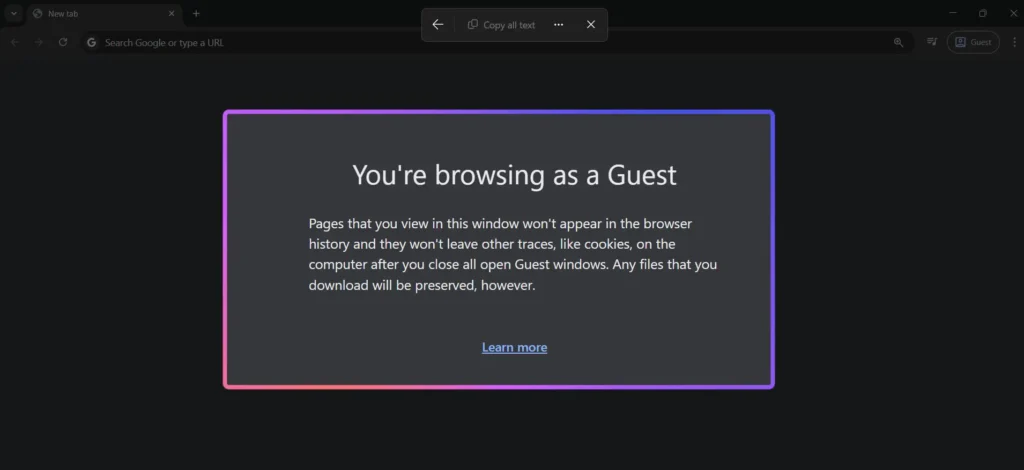 Click and drag across the area of the screen where the text is located.