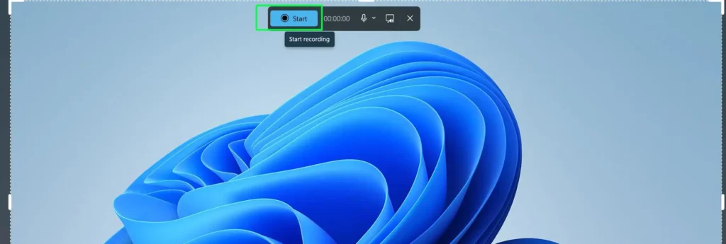 Click the Start button to begin recording