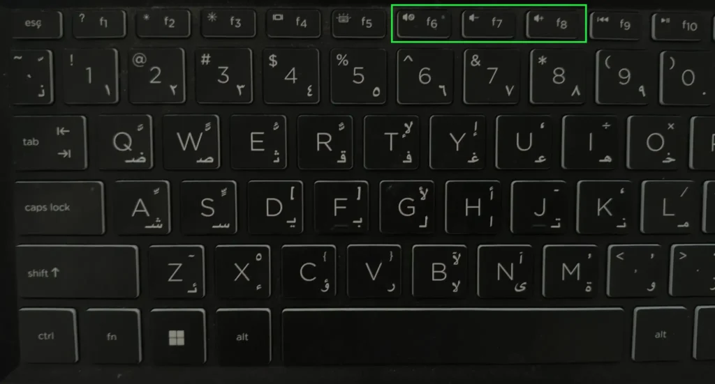 Locate the volume up, volume down, and mute keys on the keyboard