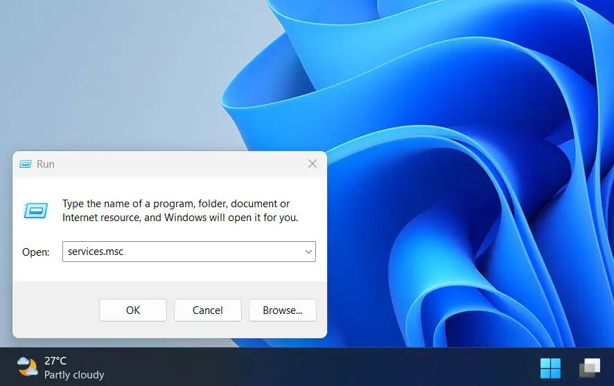 Press Windows + R, type ‘services.msc’ and press Enter