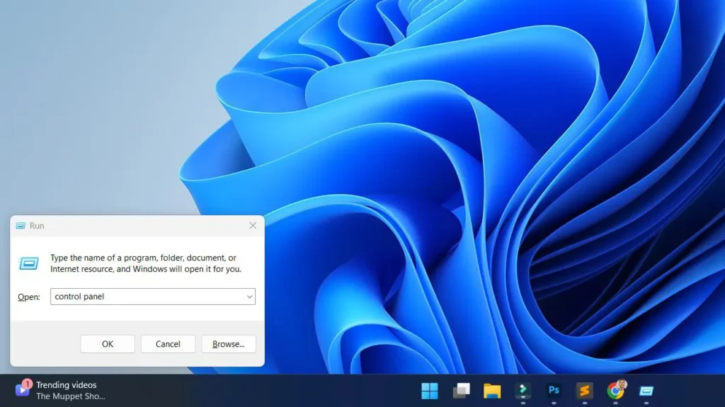 Press Windows key + R and Type 'control panel' then press Enter.
