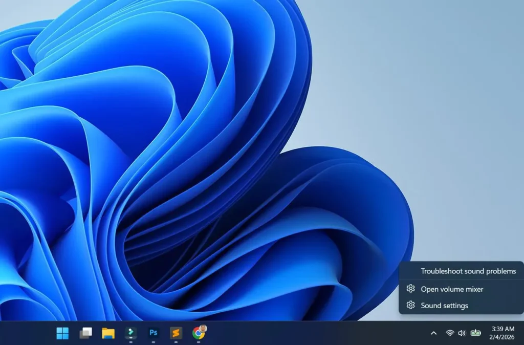 Right-click the speaker icon and Select 'Open volume mixer'