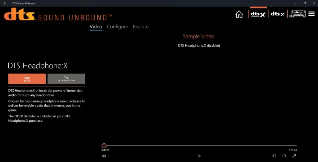 Select ‘DTS Headphone X and DTS X Decoder’ or ‘DTS X Decoder’ then Complete the in-app activation process