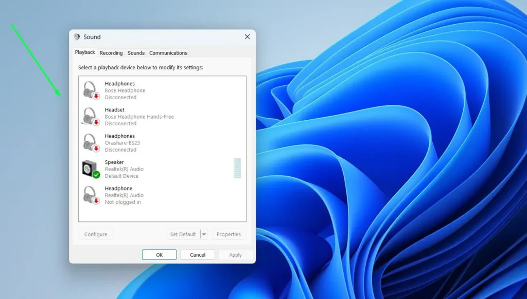 The classic Sound Control Panel will open instantly