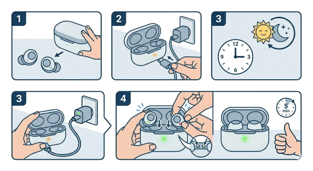 Charge the Case Overnight with Earbuds Removed