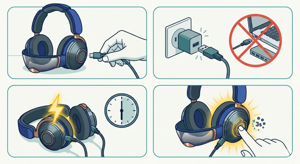 Charge the Headphones Properly Before Anything Else