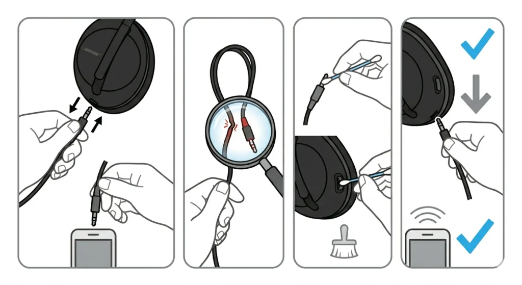 Check and Reseat the Audio Cable (Wired Mode)