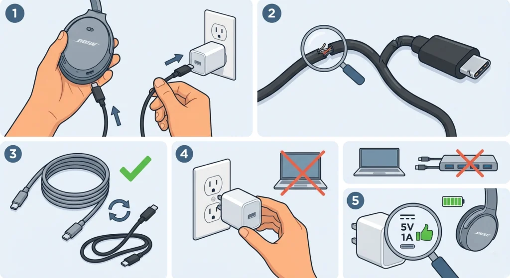 Check the USB-C Cable and Power Adapter