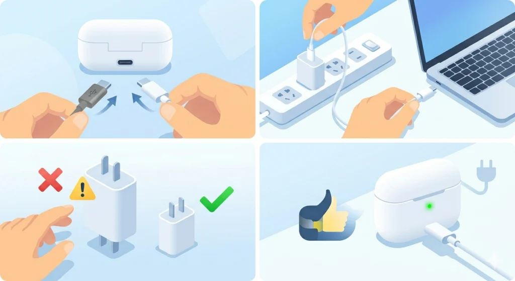 Check the USB Cable and Charging Adapter