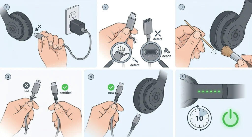 Inspect and Replace the Charging Cable