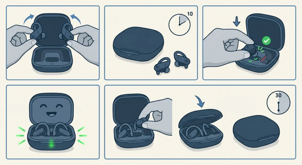 Inspect and Reseat the Earbuds in the Case