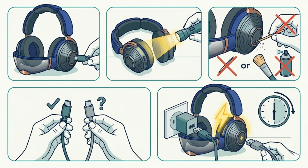 Inspect the Charging Port and Cable