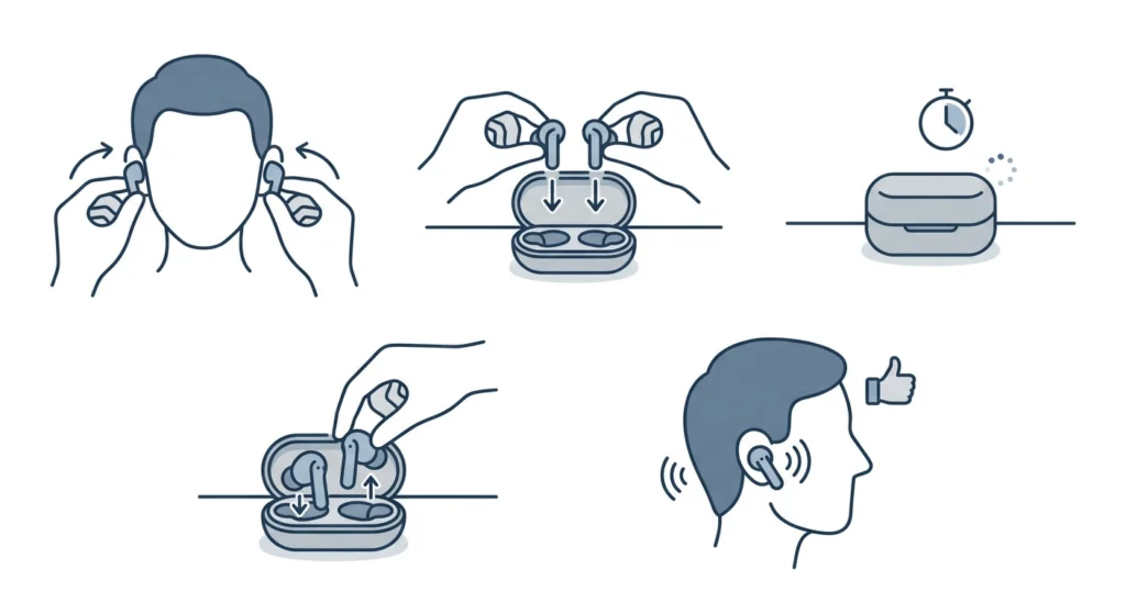 Place Both Earbuds Back in the Charging Case