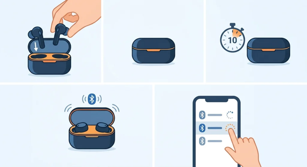 Put Earbuds Back in the Case and Restart Pairing