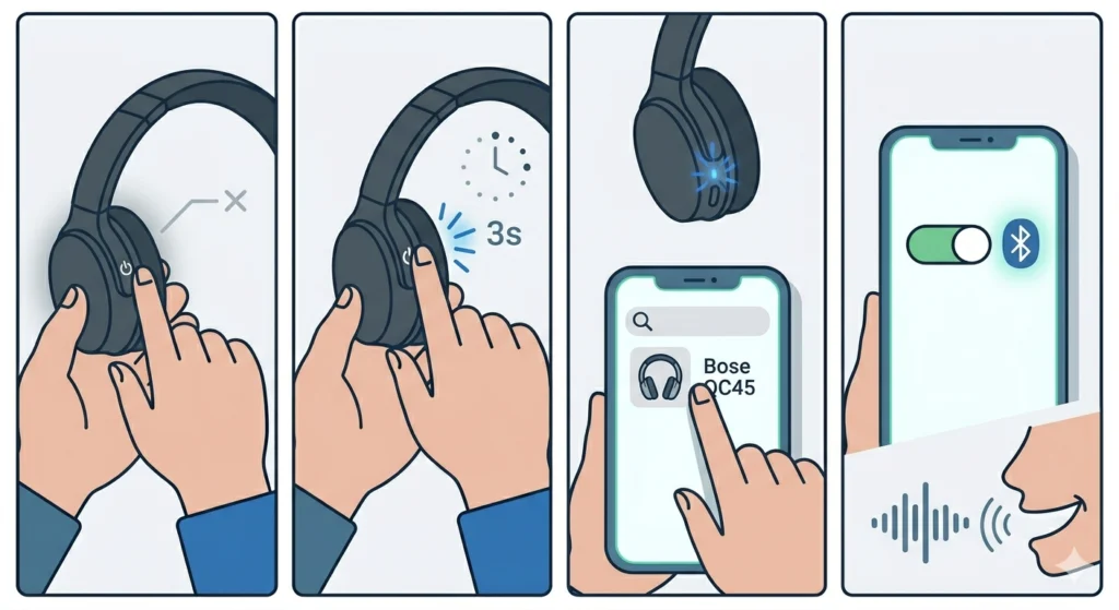 Put the QC45 into Pairing Mode Manually