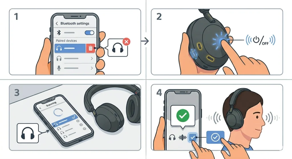 Re-Pair the Headphones via Bluetooth