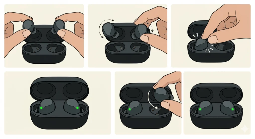 Reseat the Earbuds Correctly in the Case