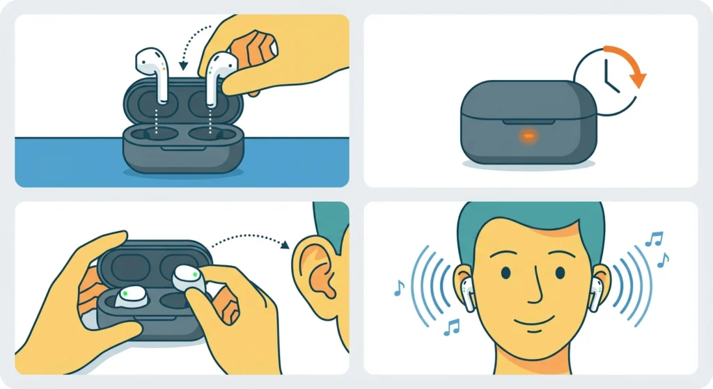 Reseat the Earbuds in the Charging Case