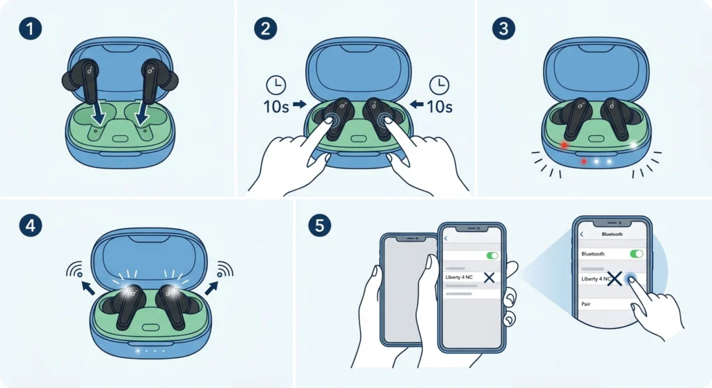 Reset the Anker Soundcore Liberty 4 NC