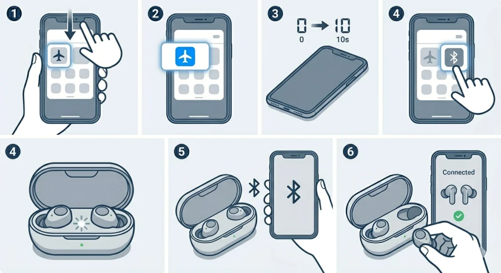 Toggle Airplane Mode to Refresh Bluetooth