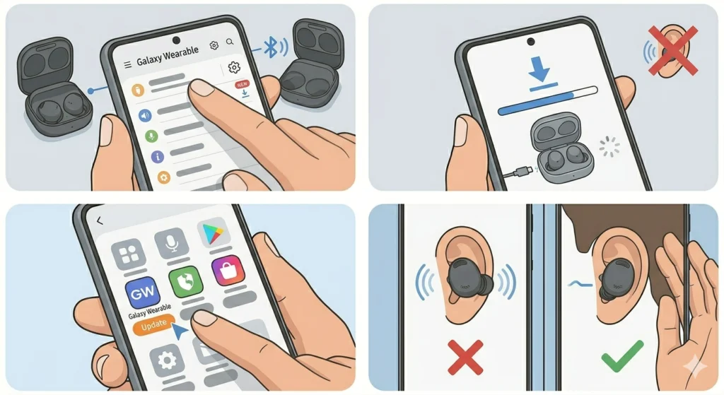 Update the Galaxy Wearable App and Earbud Firmware
