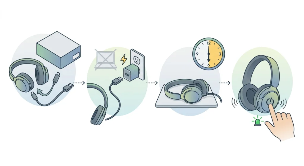 Charge the Headphones Fully Before Anything Else