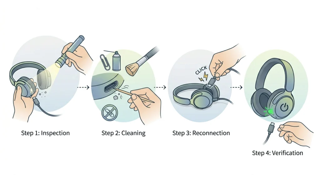 Check and Clean the Charging Port
