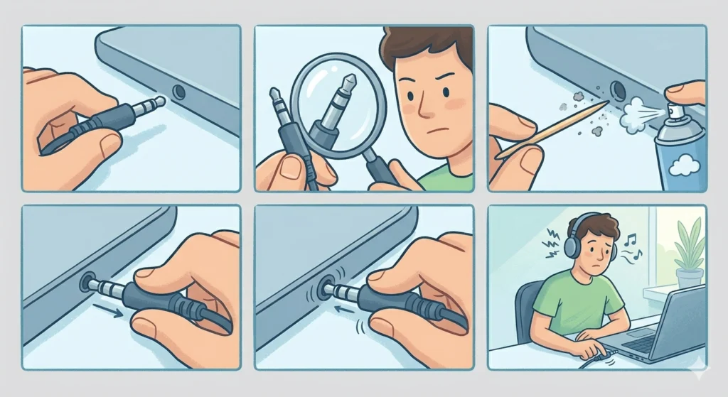 Check and Reseat the Audio Cable or Jack