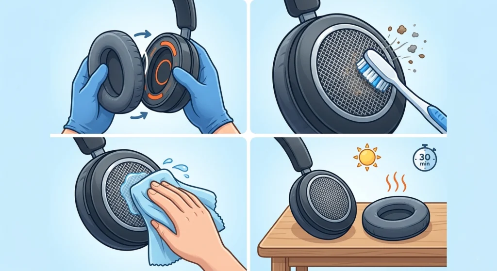 Clean the Ear Cushions and Speaker Grilles