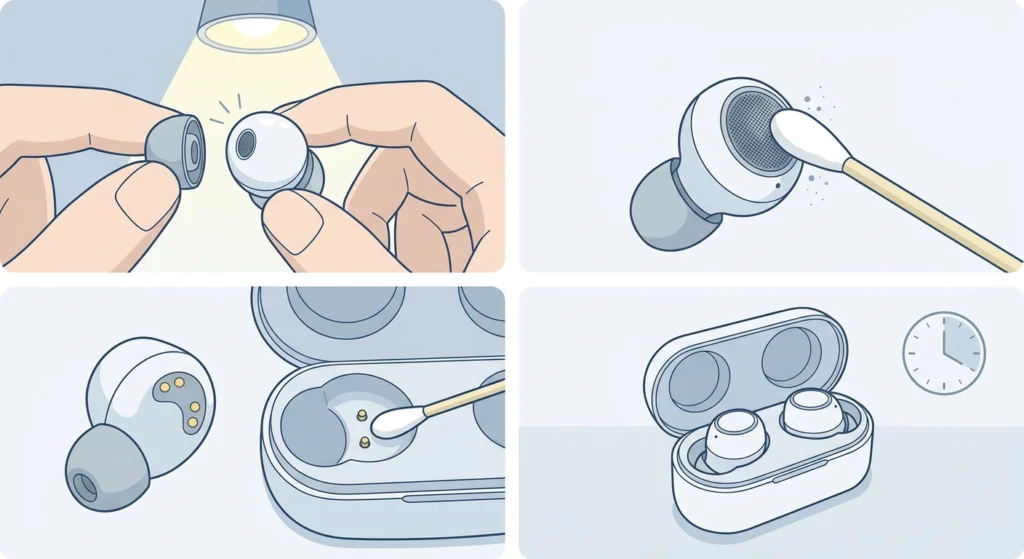 Clean the Earbuds and Charging Contacts
