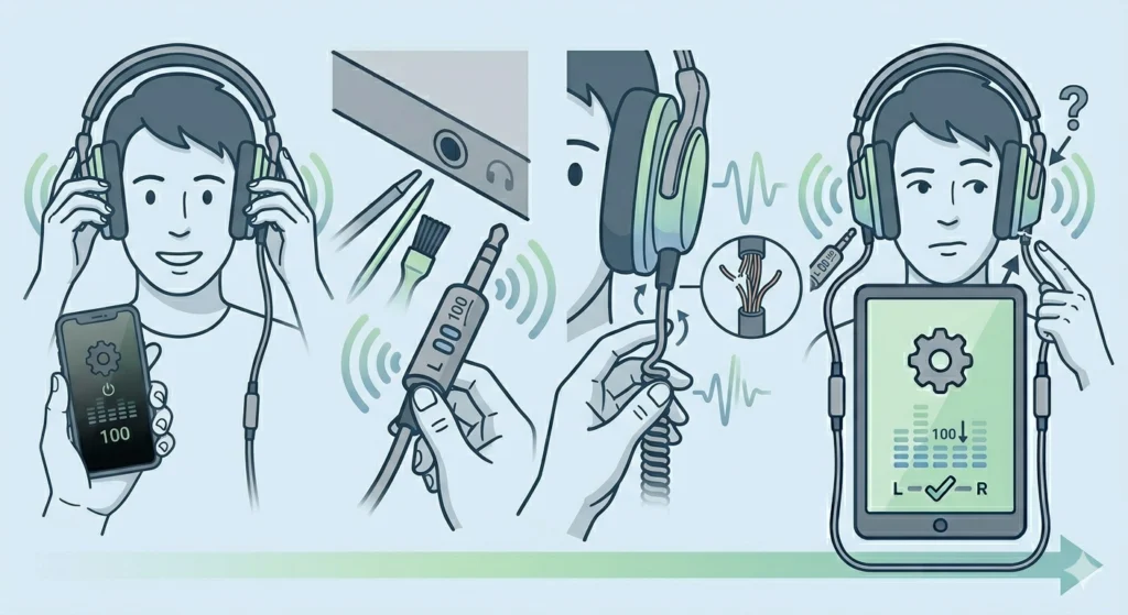 Inspect and Wiggle the Cable (Wired Headphones)