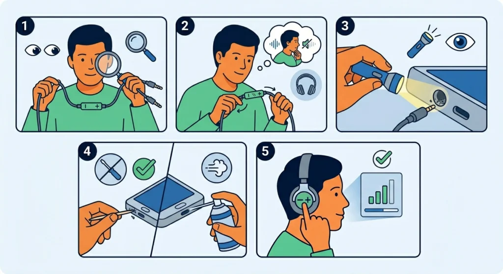 Inspect the Cable and Headphone Jack Port