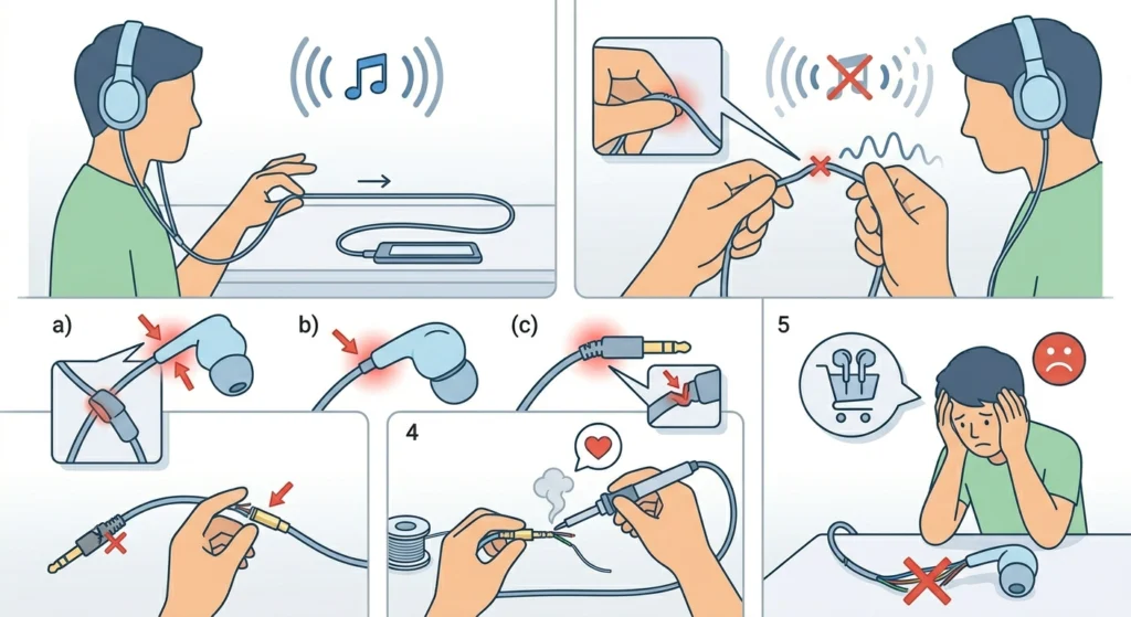 Inspect the Cable for Damage (Wired Earbuds)