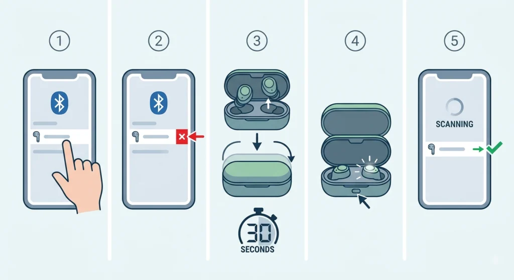 Re-Pair the Earbuds via Bluetooth