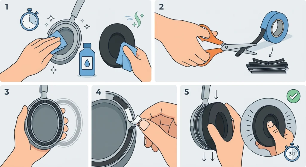 Reattach Ear Pads Using Double-Sided Tape