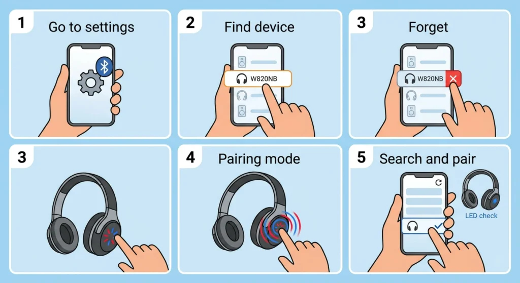 Remove the Headphones From the Paired Devices List and Re-Pair