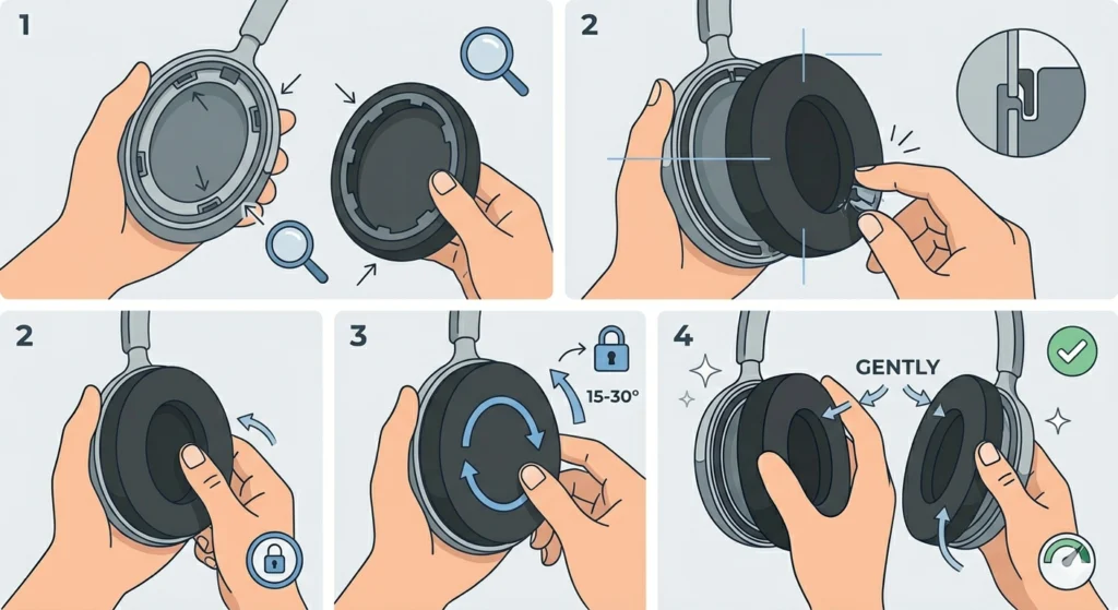 Snap Back Clip-On or Twist-Lock Ear Pads