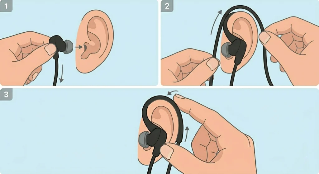 Wear the Earbud Cable Over the Ear (Wired Models)